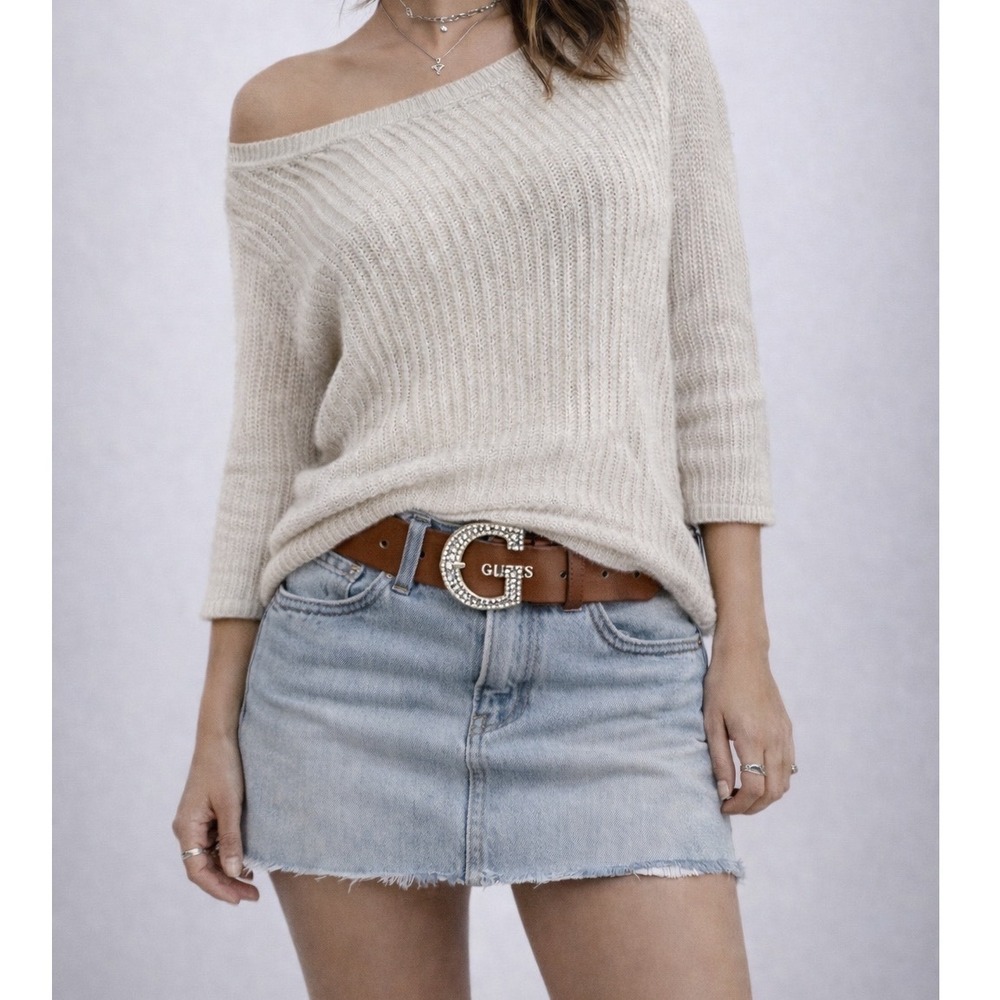 Talbots Womens‎ Beige Linen Blend Metallic Knit Sweater Top Size XS y2k